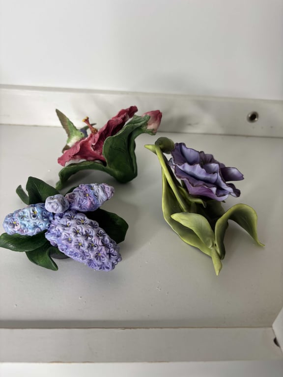 Group of 3 Porcelain Flower - Image 2