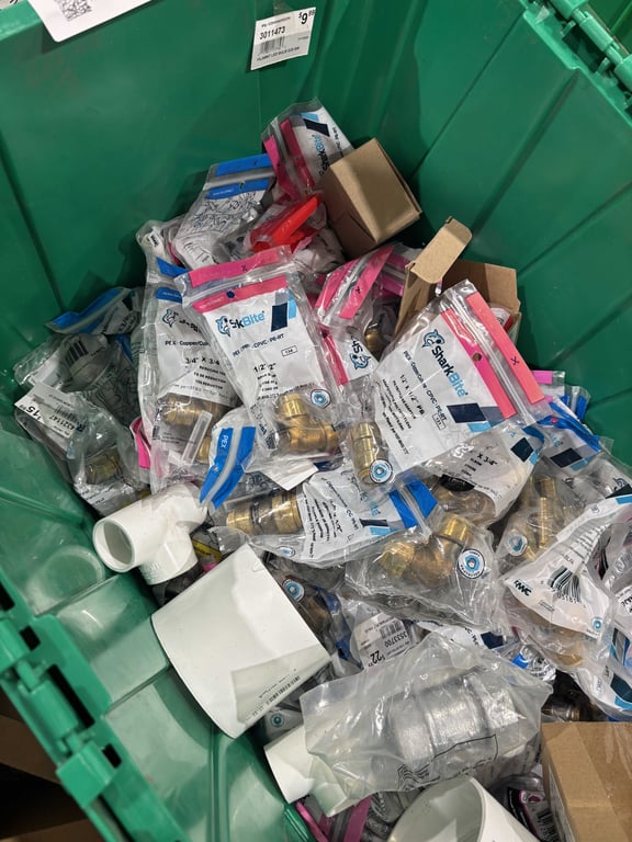 Tote of Brass Adapter Fittings, Sink Plumbing, etc - Image 9