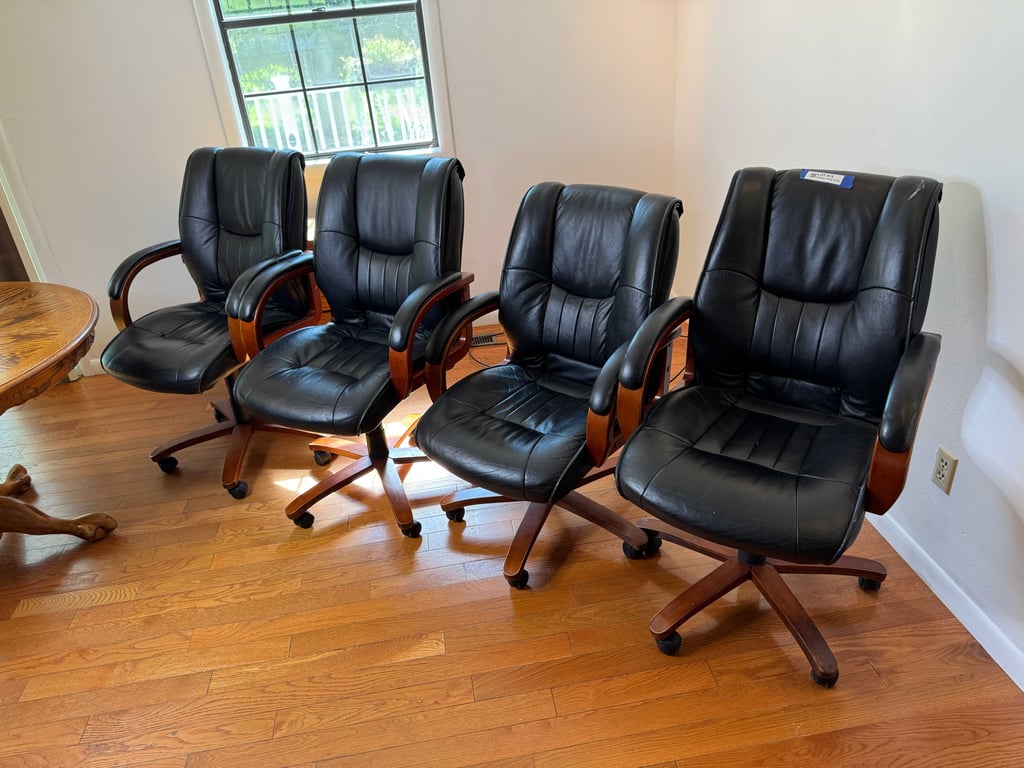 4 leather rolling chairs