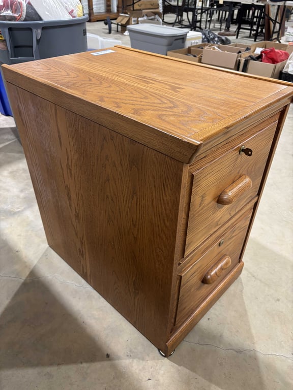2 Drawer Wooden Lockable File Cabinet - Image 3