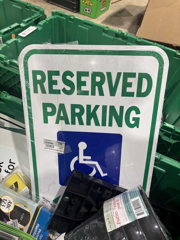 Tote of casters, signs, etc - Image 4