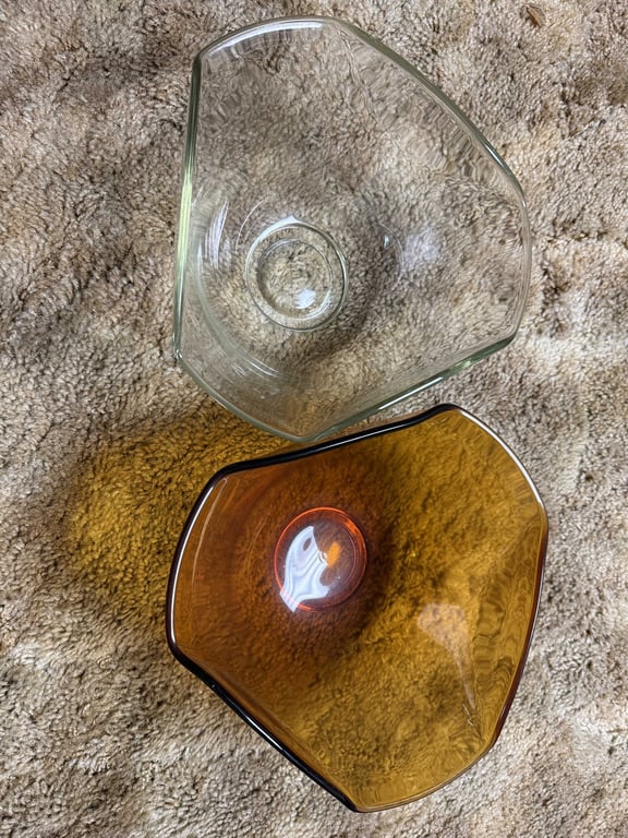 2 INDIANA GLASS TRI TOP SERVING BOWLS