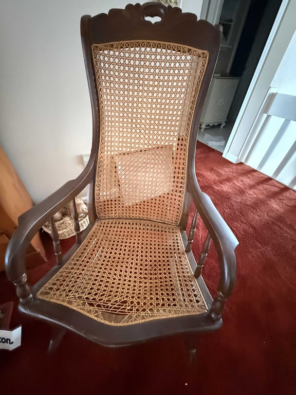 VTG LINCOLN STYLE CANED ROCKING CHAIR
