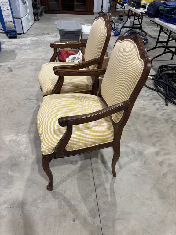Two Vintage Wood Framed Arm Chairs - Image 3