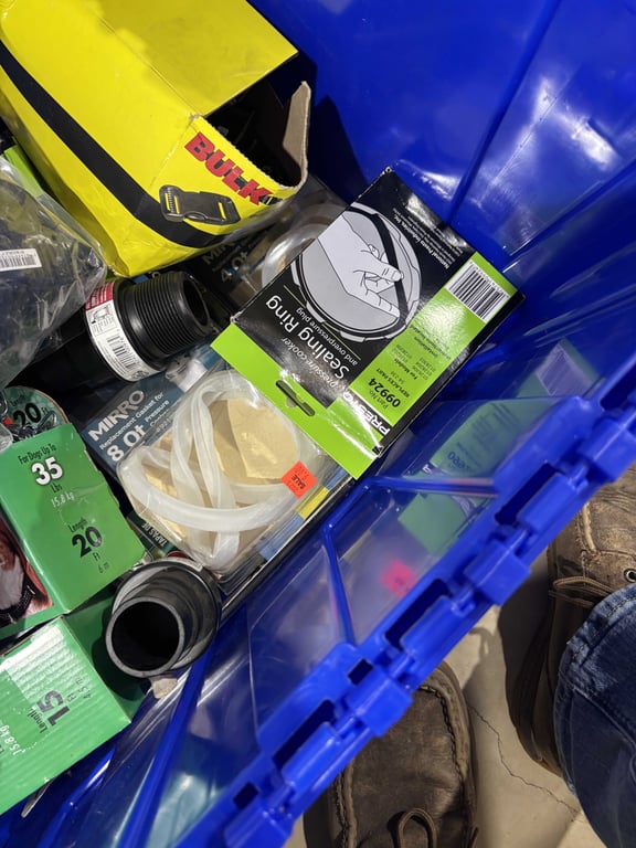 Tote of Antifreeze handpump kits, wood lids - Image 4
