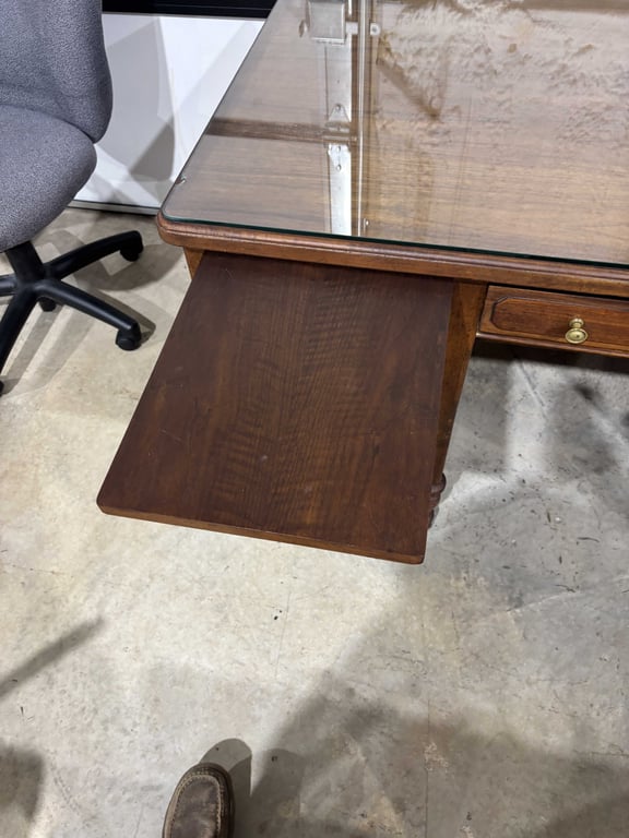 Vintage Office Desk with Glass Top Cover - Image 9