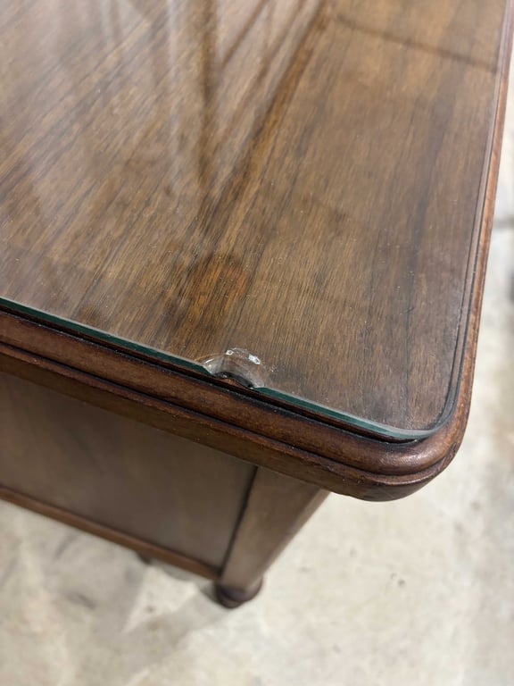 Vintage Office Desk with Glass Top Cover - Image 7
