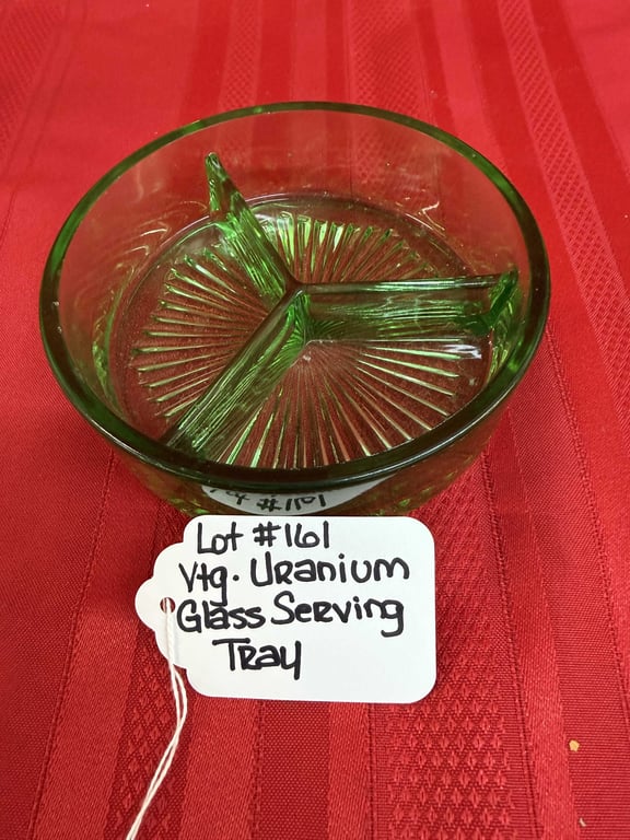 VTG URANIUM GLASS DIVIDED DISH - Image 2