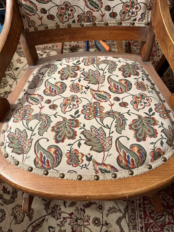 HIGH BACK CARVED ROCKING CHAIR W/EAGLE INLAY - Image 3