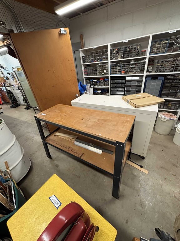 Work table with outlet and cord
