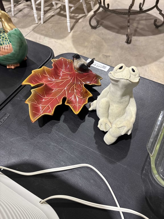 Glass Leaf Decor and Frog