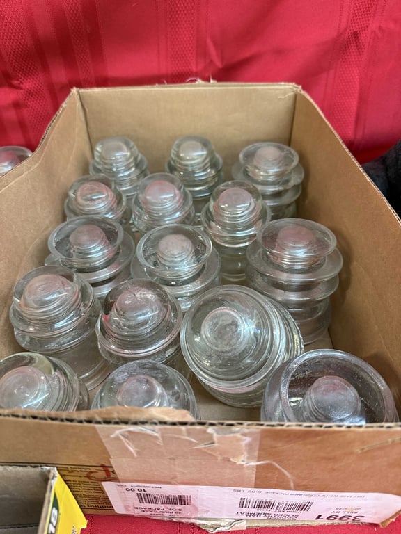 3 BOXES OF VTG GLASS INSULATORS