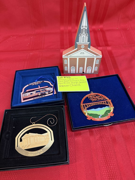 MOONEY'S DRIVE IN, FIRST BAPTIST CHURCH OF PCTN & NEW RIVER GORGE ORNAMENTS