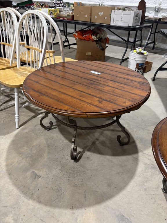 Heavy Round Wood Top Coffee Table