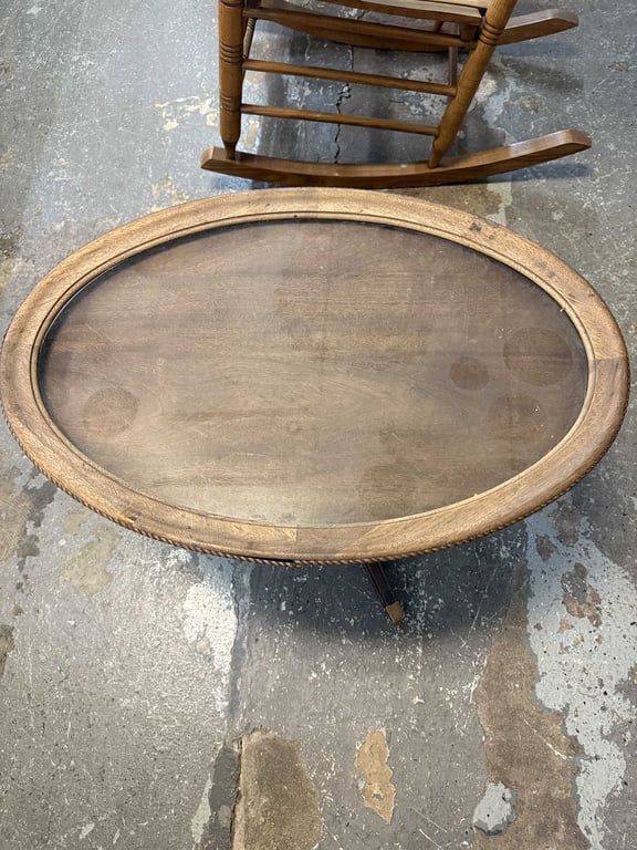 VTG DUNCAN PHYFE STYLE GLASS TOP TABLE - Image 2