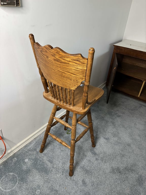 One Tall Wooden Bar Stool - Image 3