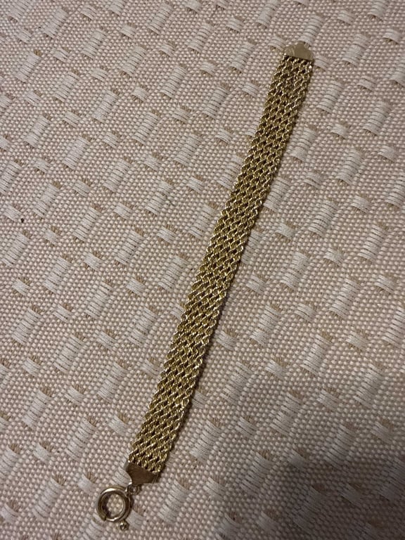 14K yellow-gold multi-strand woven/mesh bracelet