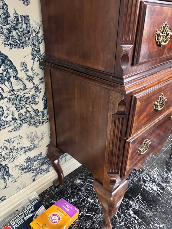 Vintage 9 Drawer Queen Anne Style Highboy - Image 5