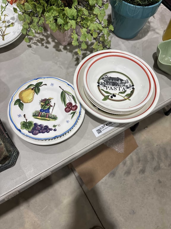 Pasta Dishes and 2 Misc Plates