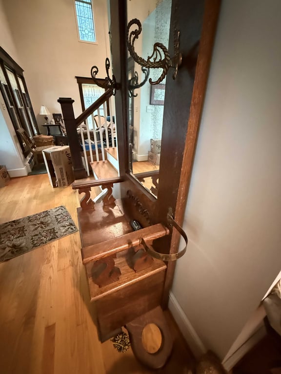 ANTIQUE TIGER OAK HALL TREE - Image 4