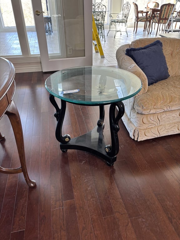 Black Lacquer Swan Neck Accent Table