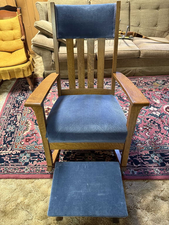 ANT. MISSION OAK ROCKING CHAIR W/ELEC. HEATED FOOT STOOL - Image 2