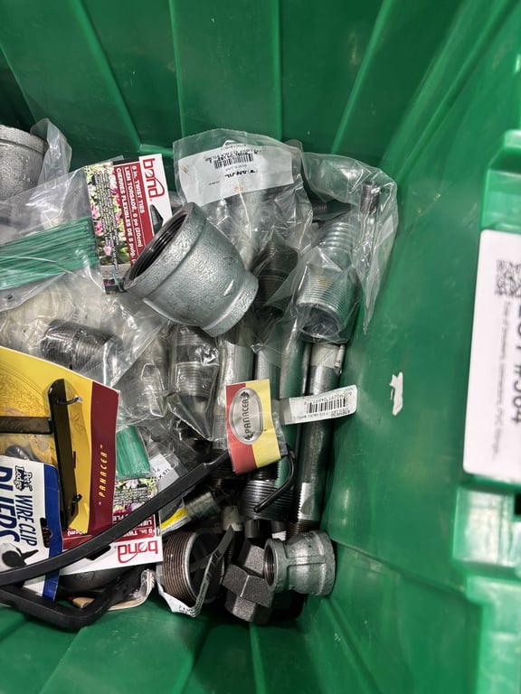 Tote of breakers, connectors, PVC fittings, reducers - Image 4