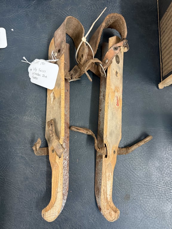 VTG SWISS WOODEN ICE SKATES