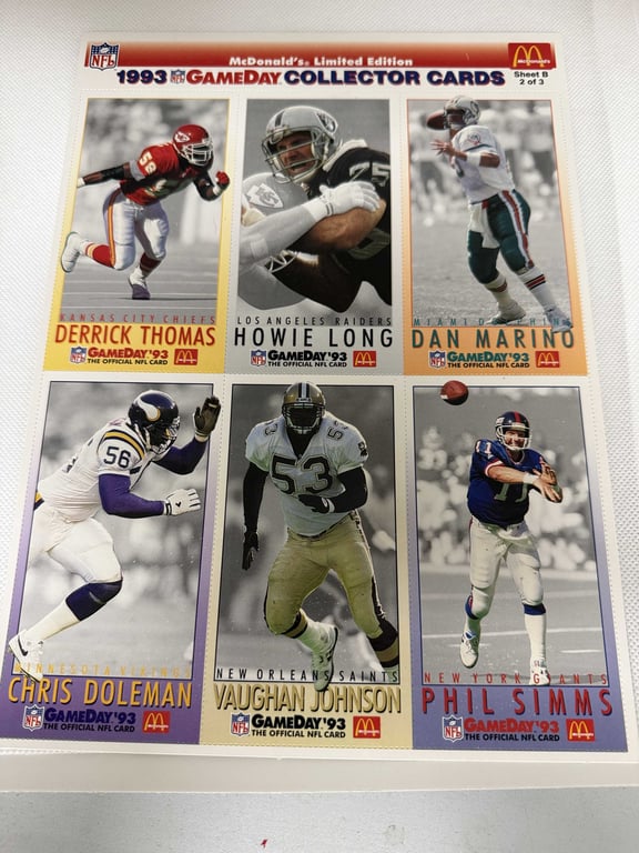 4 SETS 1993 MCDONALDS GAME DAY NFL CARDS - Image 5