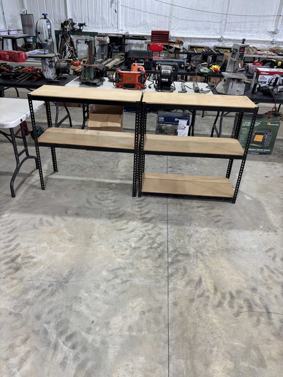 Pair of Metal Framed Shelves