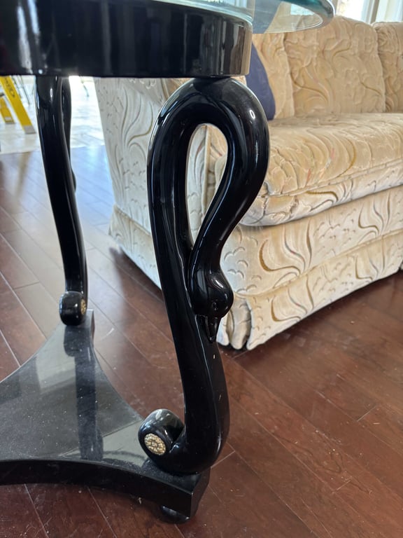 Black Lacquer Swan Neck Accent Table - Image 2