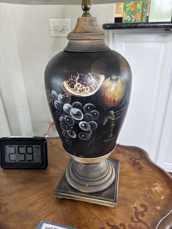 Painted Ceramic Lamp and Alarm Clock - Image 2