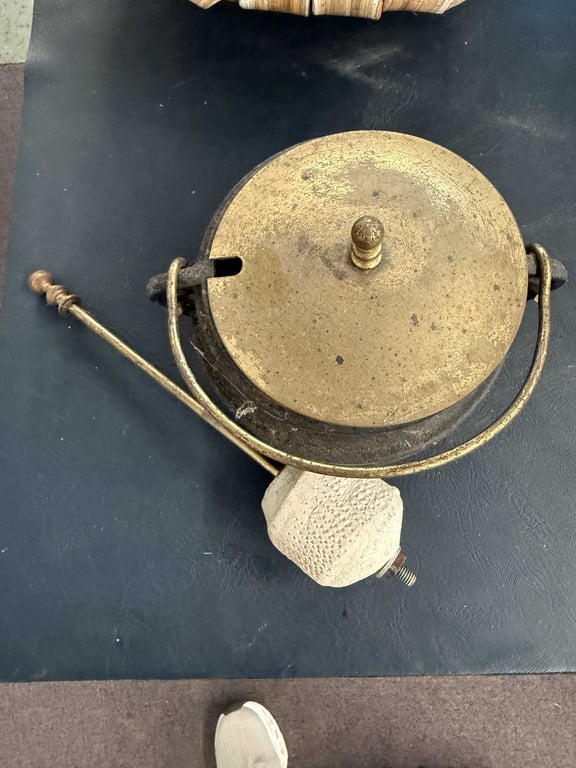 VTG. CAST IRON FIREPLACE FIRE STARTER POT W/FIRE STARTER WAND - Image 2