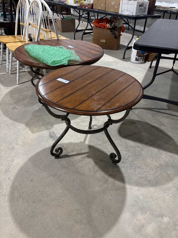 Round Wood Top Side Table
