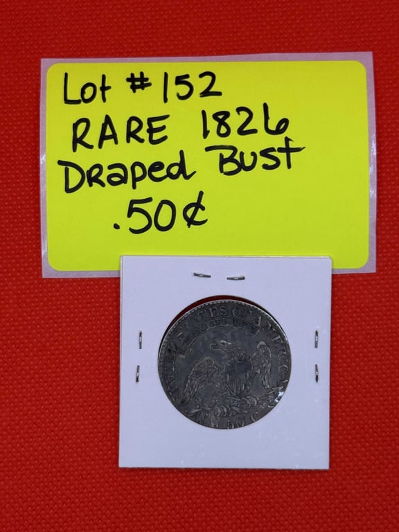 RARE 1826 DRAPED BUST .50 CENT - Image 2