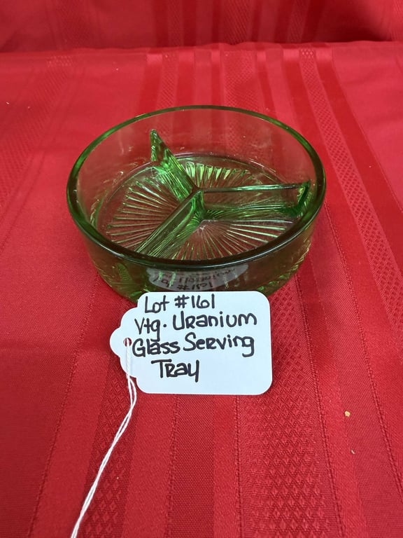 VTG URANIUM GLASS DIVIDED DISH
