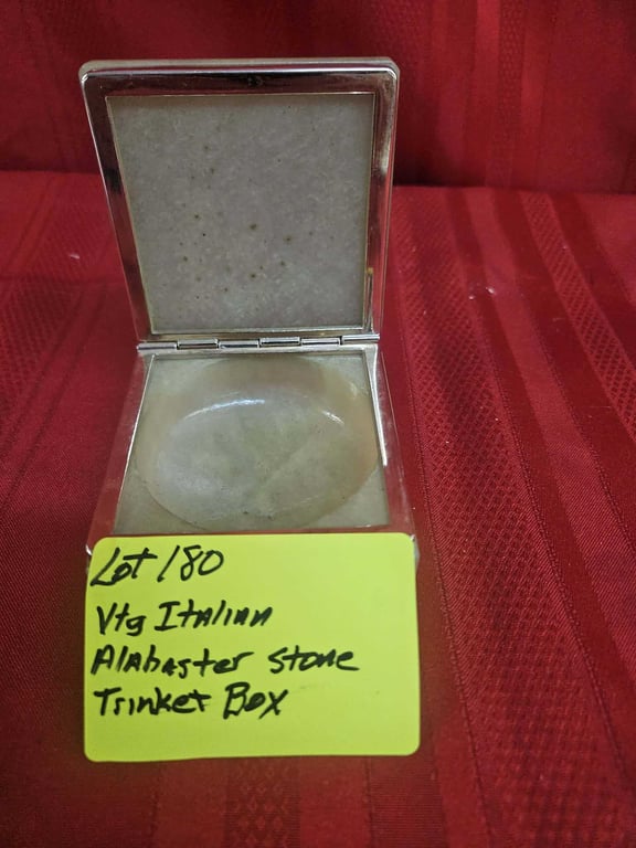 VTG ITALIAN ALABASTER STONE TRINKET BOX