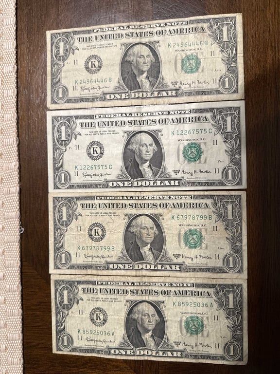 (4) 1963 A $1.00 Bills