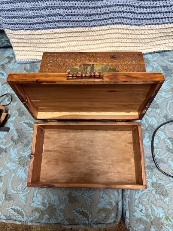 2 HANDCARVED WOODEN TRINKET BOXES - Image 2