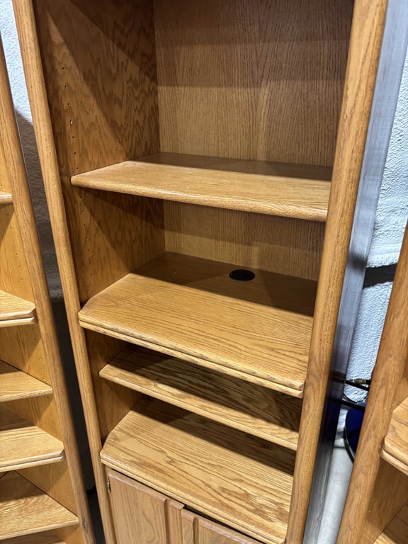 Matching Wooden Shelves and Cabinet - Image 3