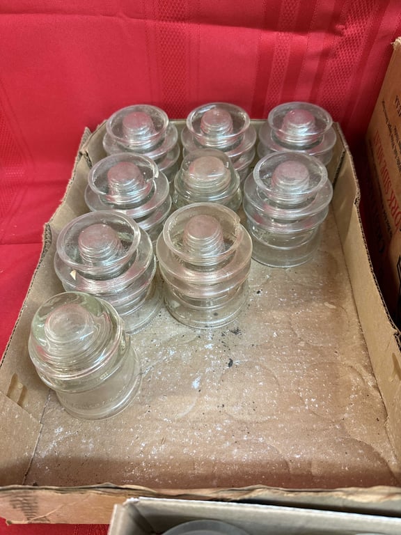 3 BOXES OF VTG GLASS INSULATORS - Image 3