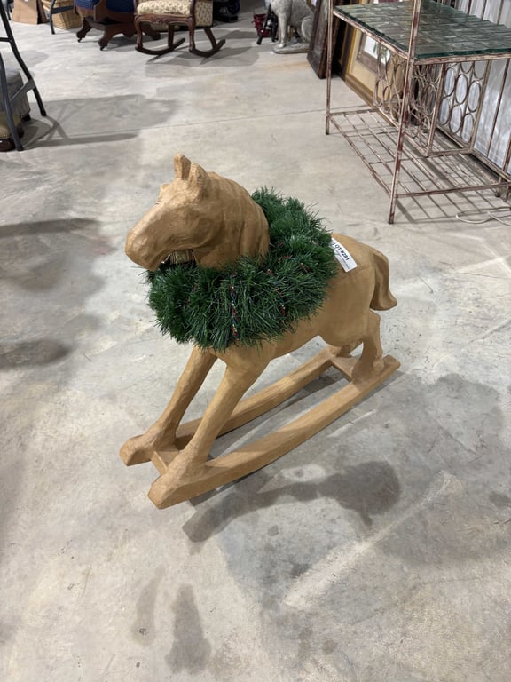 Rocking Horse w/ Wreath Decor
