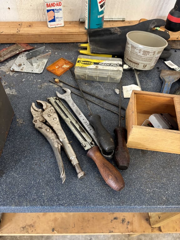 Contents of Blue Tabletop and Pegboard Above - Image 3