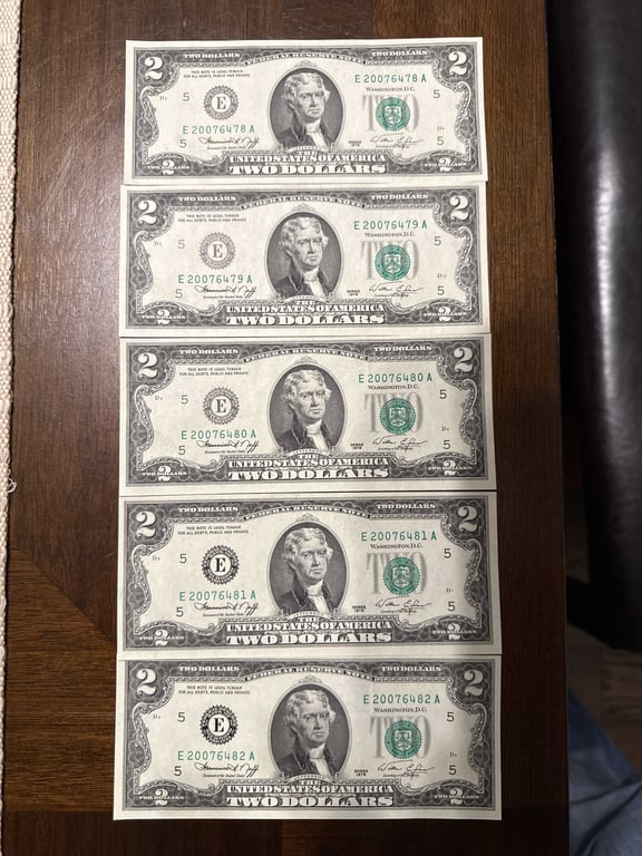 1976 $2.00 in Sequence (5)