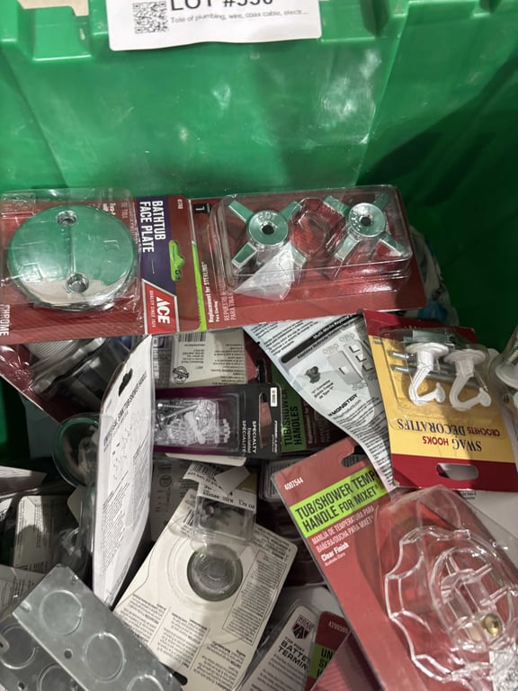 Tote of plumbing, wire, coax cable, electric, misc - Image 7