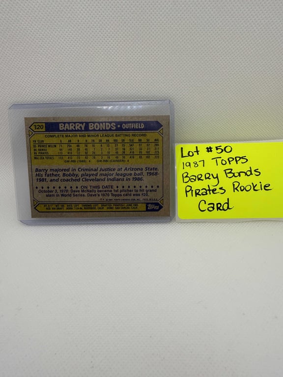 1987 TOPPS BARRY BONDS ROOKIE CARD - Image 2