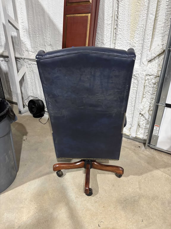 Blue Leather Highback Office Chair - Image 6