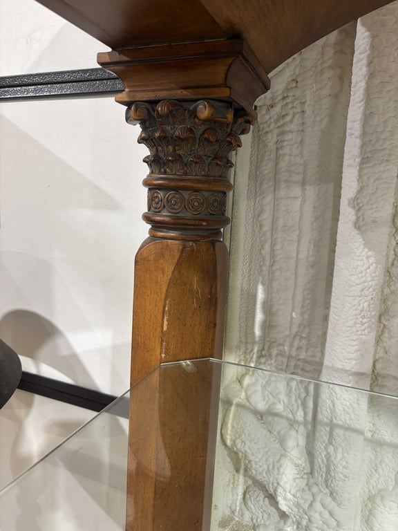 Ornate Italian Carved Wood and Glass Lighted Display Shelf - Image 4