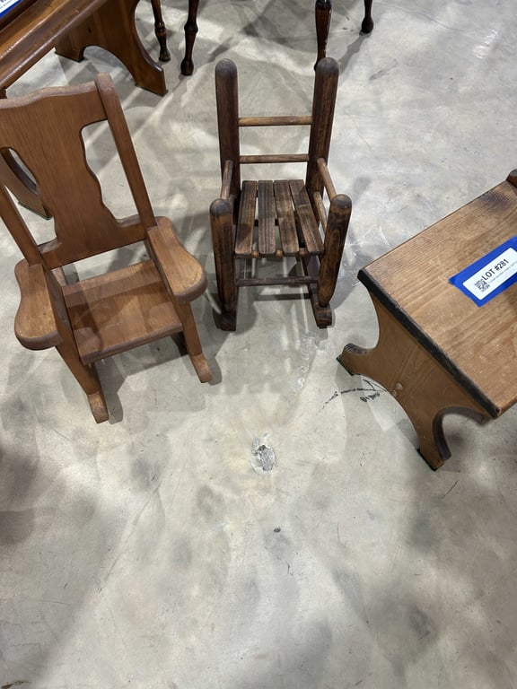 3 small wooden chairs (doll size)