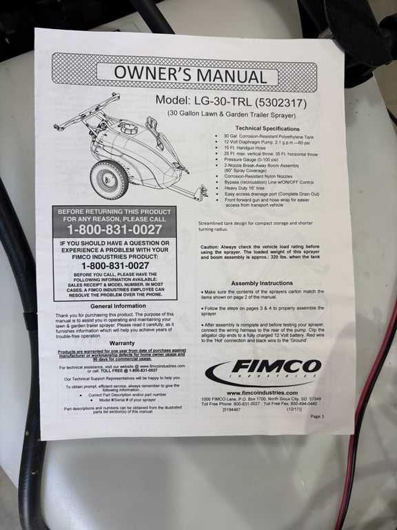 FIMCO 30 Gallon Battery Operated Trailer Sprayer - Image 5